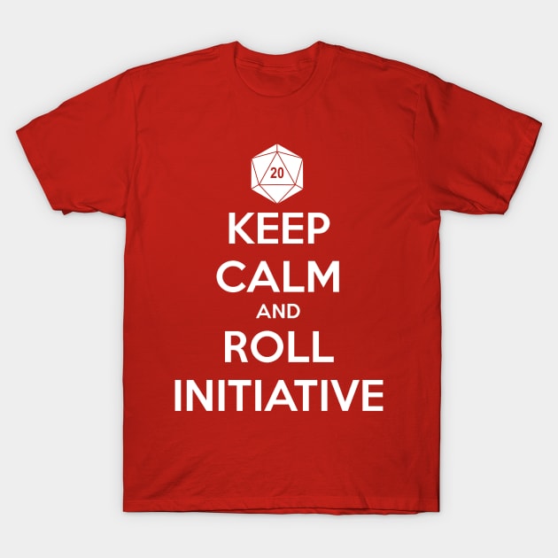 KEEP CALM AND ROLL INITIATIVE- Funny D20 T-Shirt by IceTees